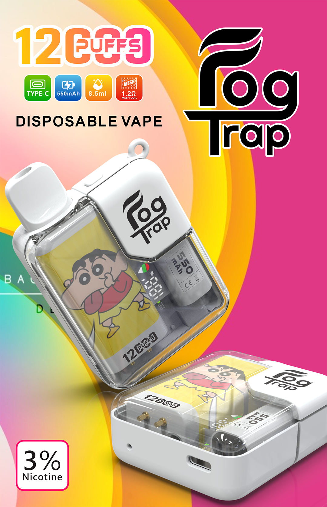 【Fog Trap】蠟筆小新 × LABUBU聯名旗艦機12,000 口驚人續航 潮玩外型兼具硬核爆發力 實力派玩家一致認可的萬用口糧 買 10 送 1 優惠限時實施 台灣現貨:圖片 4