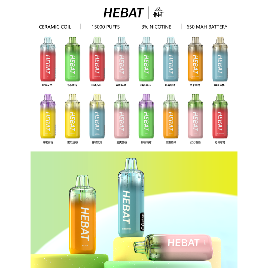 【15000Puffs 續航王者】Hebat 喜貝 全新穩壓霧化黑科技 3% 柔順擊喉、入喉細膩圓潤不刺痛 穩壓技術確保風味不變 台灣現貨秒發:圖片 2